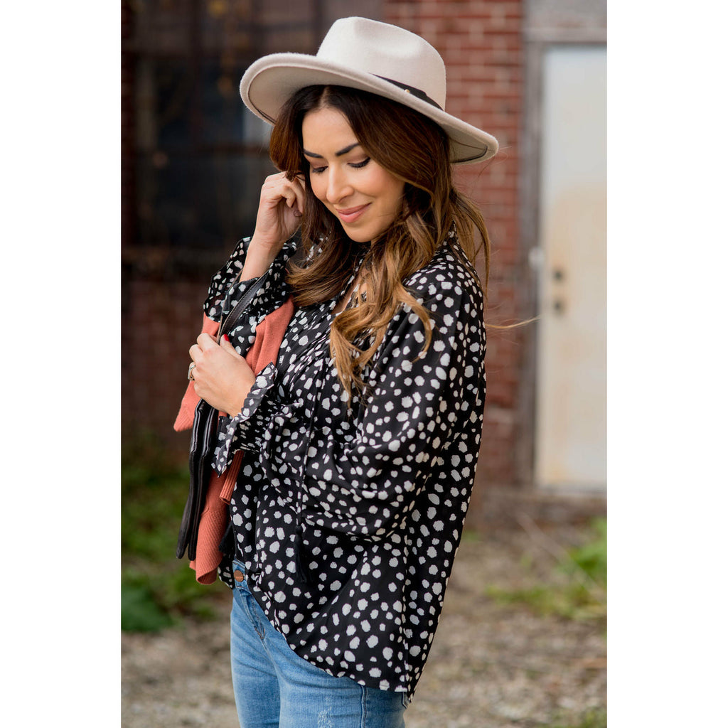 On-the-Go Cheetah Tie Blouse - Betsey's Boutique Shop