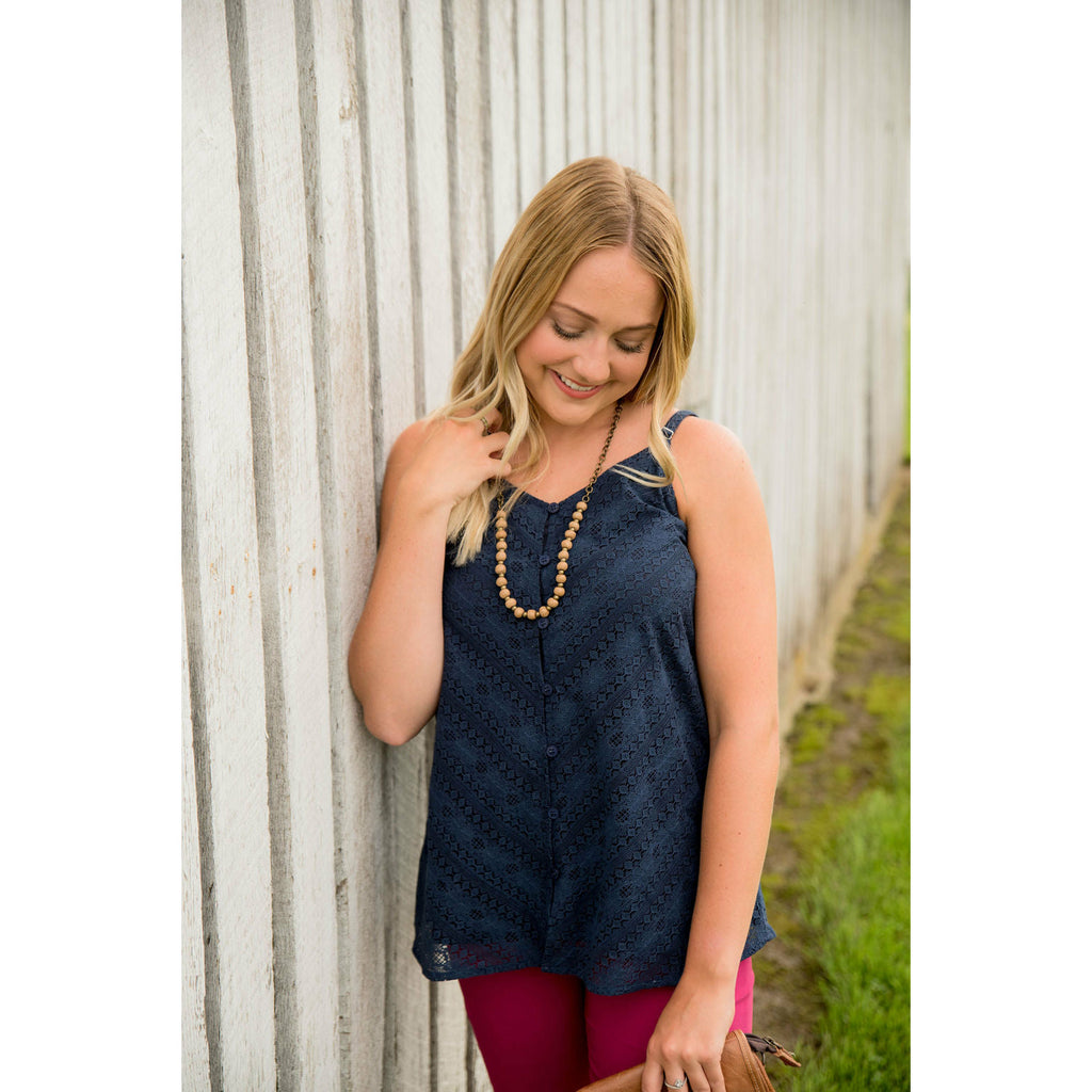 Laced Button Tank - Betsey's Boutique Shop