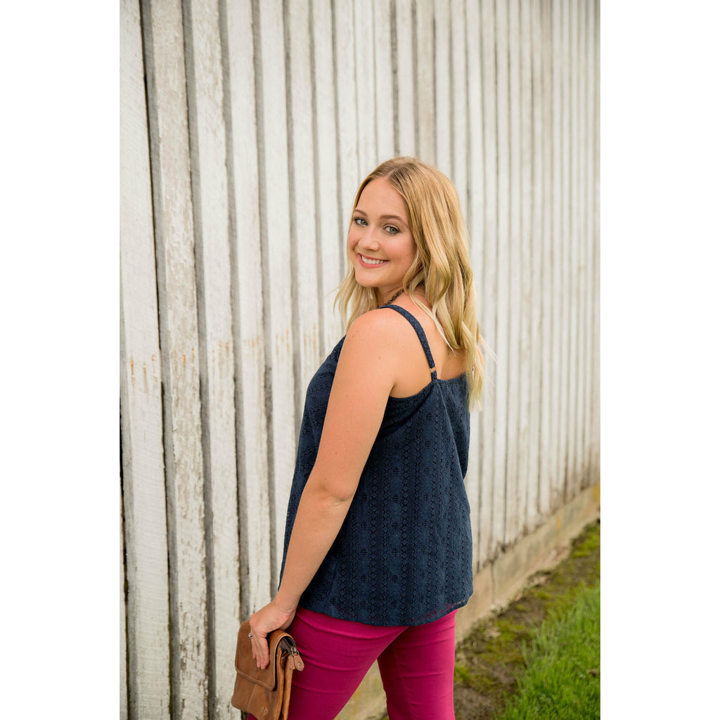 Laced Button Tank - Betsey's Boutique Shop