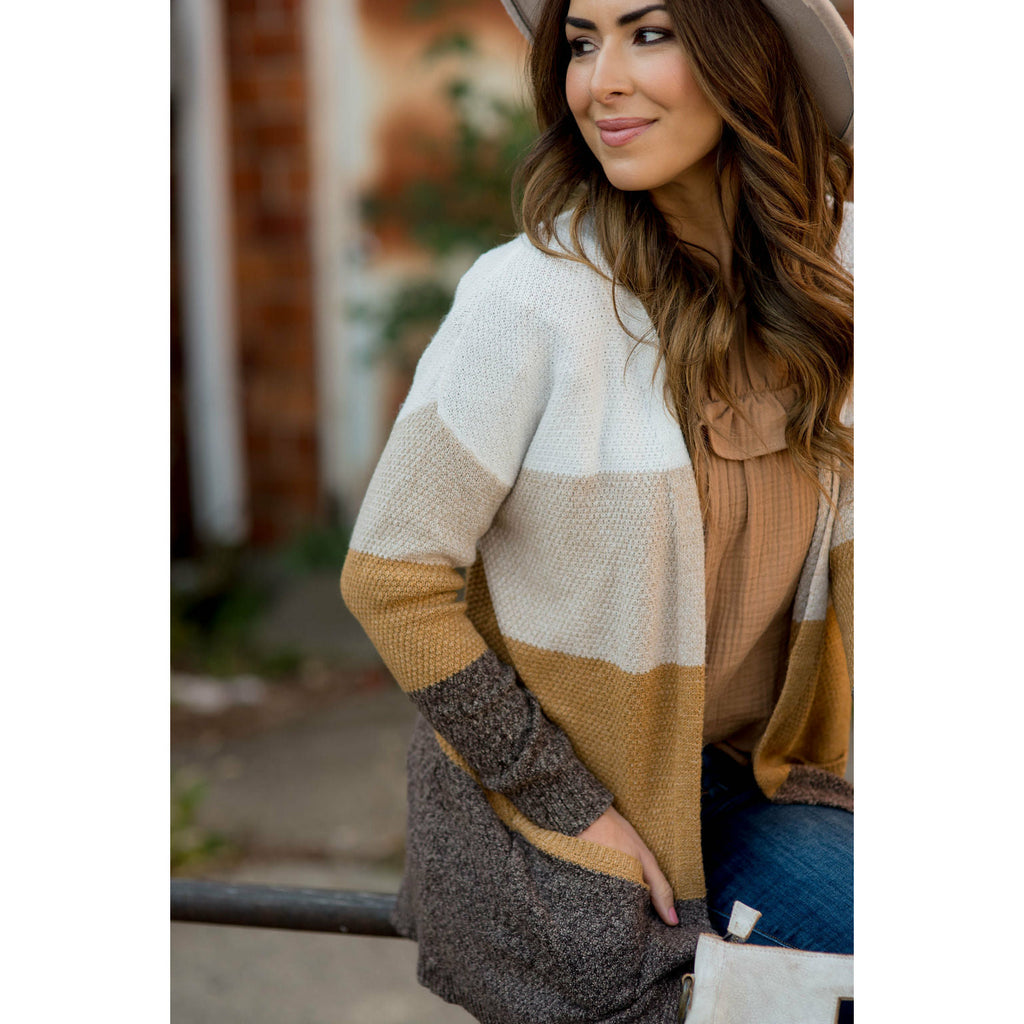 Lovely Textured Color Block Cardigan - Betsey's Boutique Shop - Coats & Jackets