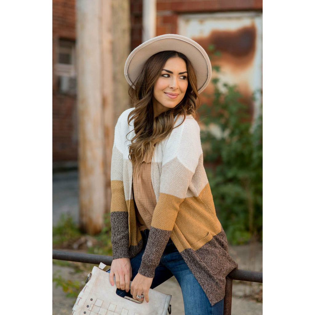 Lovely Textured Color Block Cardigan - Betsey's Boutique Shop