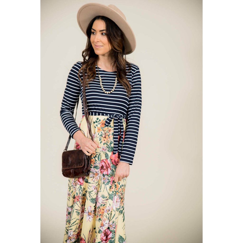 Striped Top Floral Bottom Maxi - Betsey's Boutique Shop