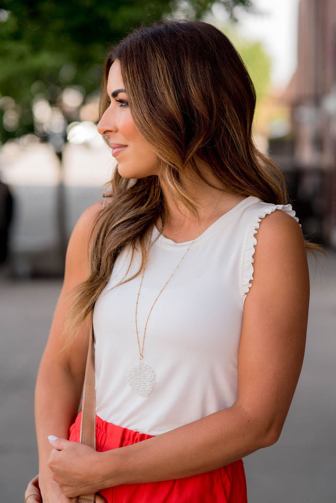 Simple Ruffled Accented Tank - Betsey's Boutique Shop -