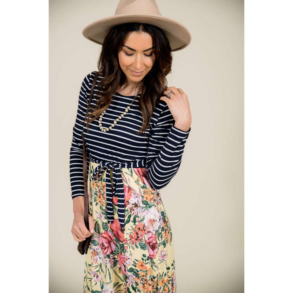 Striped Top Floral Bottom Maxi - Betsey's Boutique Shop