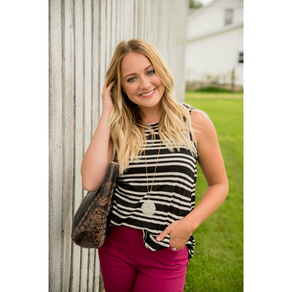 Triple Stripe Tank - Betsey's Boutique Shop - Shirts & Tops