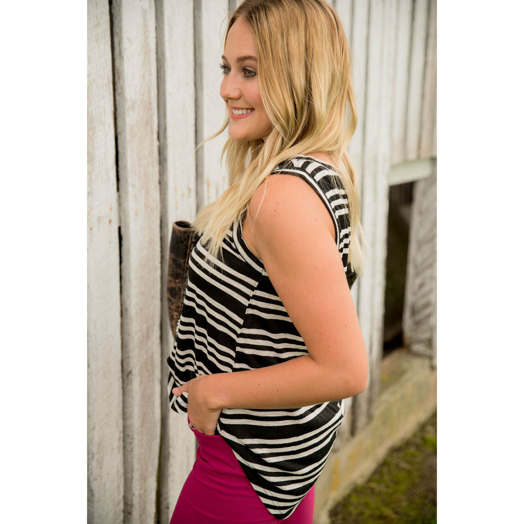 Triple Stripe Tank - Betsey's Boutique Shop - Shirts & Tops