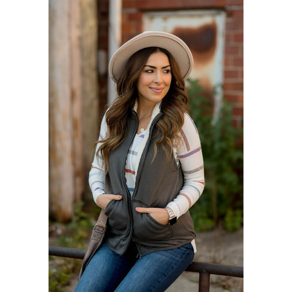 Sherpa Lined Vest - Betsey's Boutique Shop - Vests