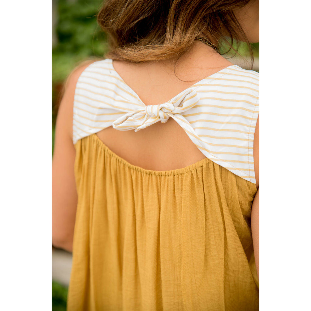 Striped Top Tie Back Tank - Betsey's Boutique Shop