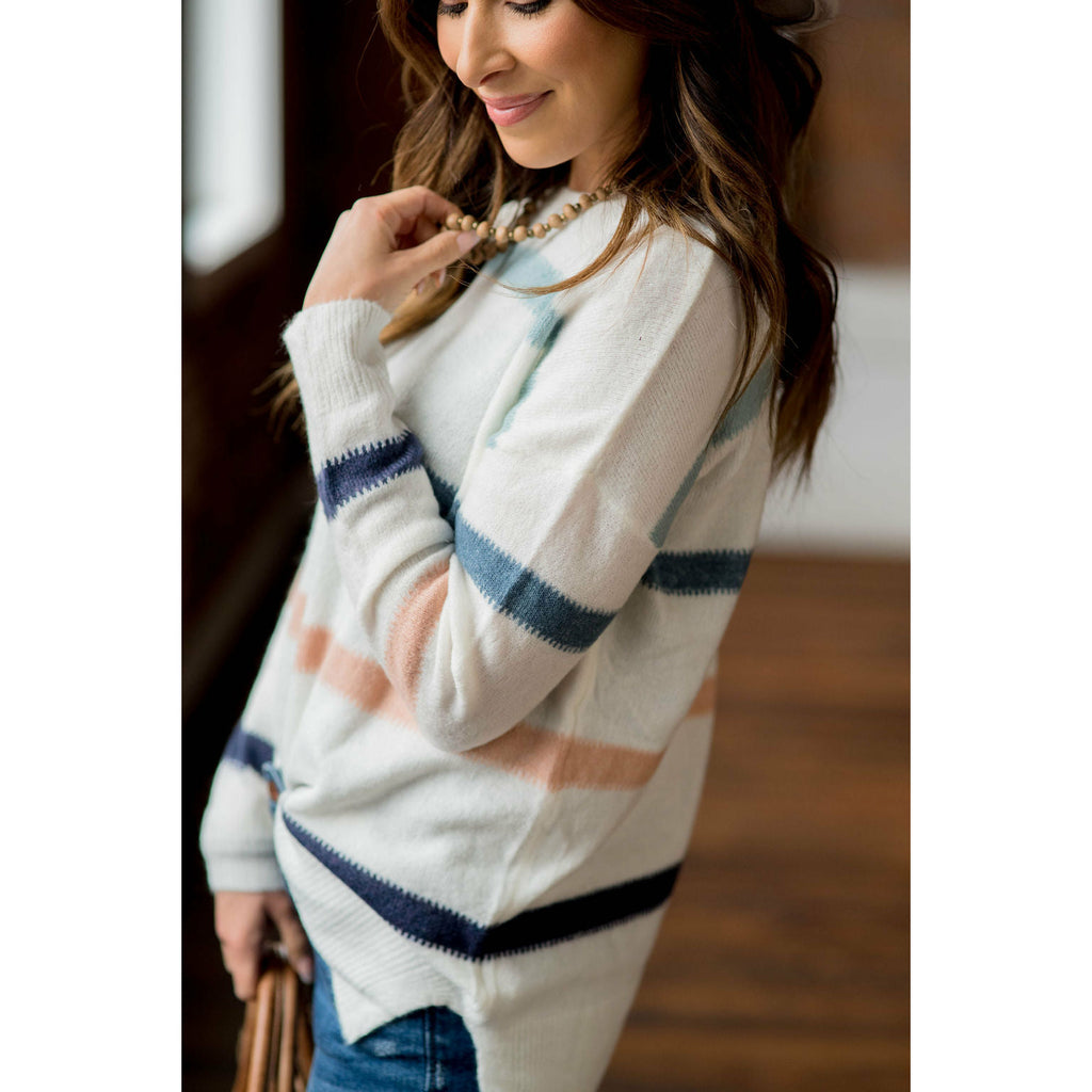 Color Side Slit Sweater - Betsey's Boutique Shop