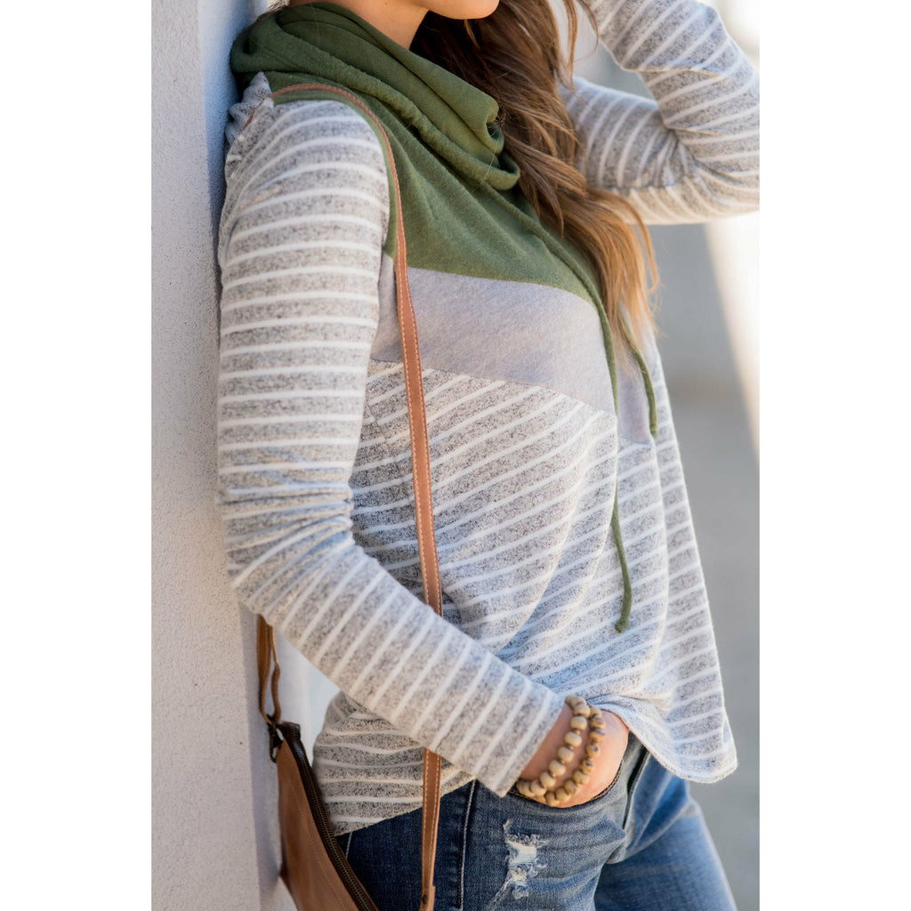 Betsey's Striped Chevron Cowl Neck - Betsey's Boutique Shop