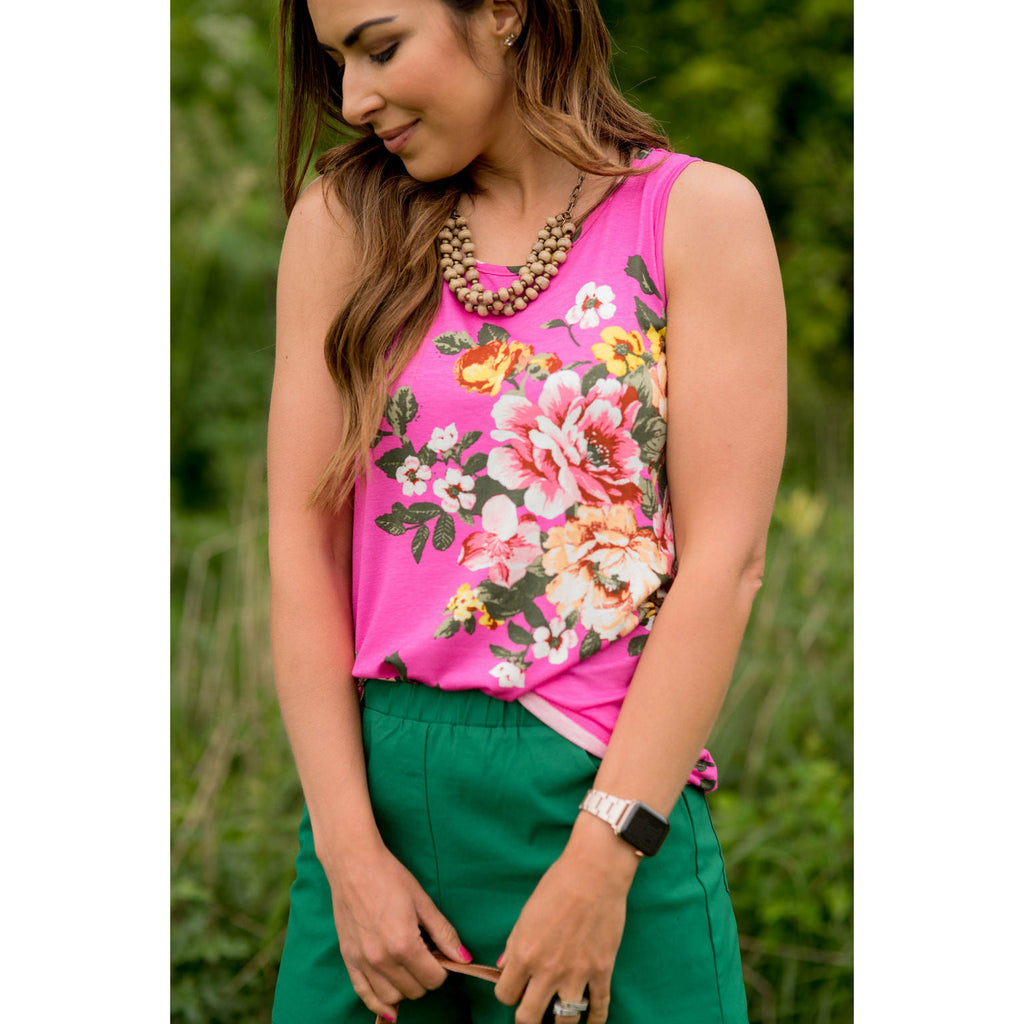 Hot Pink Floral Tank - Betsey's Boutique Shop