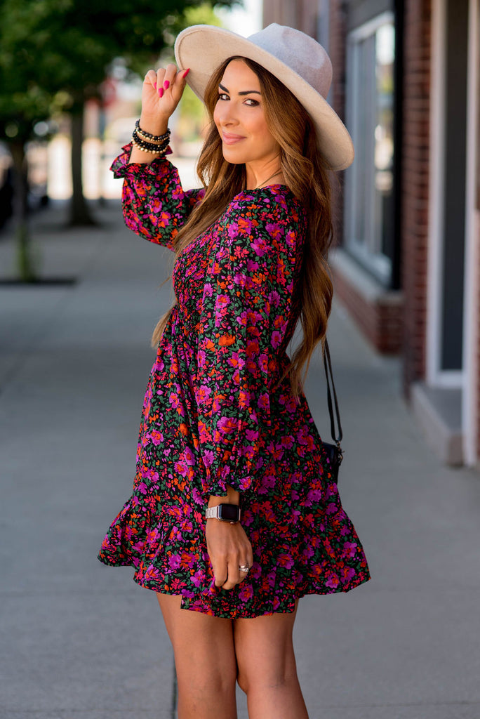 Bright Blooms Ruched Top Dress - Betsey's Boutique Shop