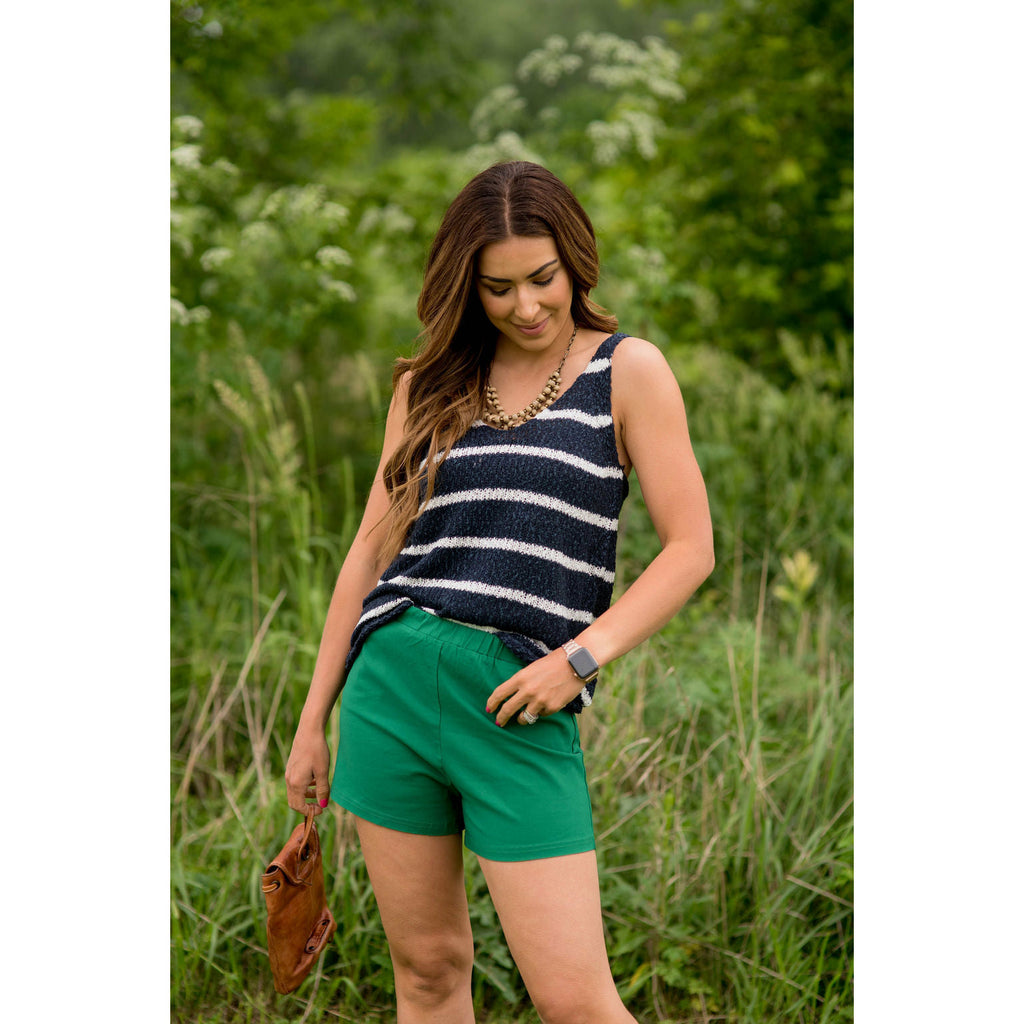 V-Neck Striped Knit Tank - Betsey's Boutique Shop