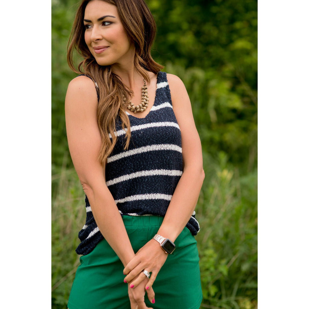 V-Neck Striped Knit Tank - Betsey's Boutique Shop