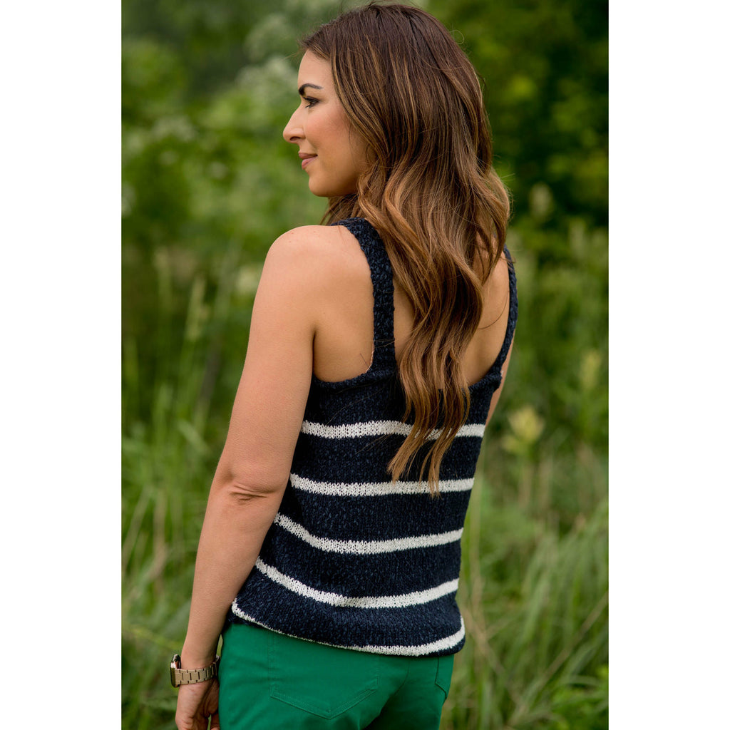 V-Neck Striped Knit Tank - Betsey's Boutique Shop