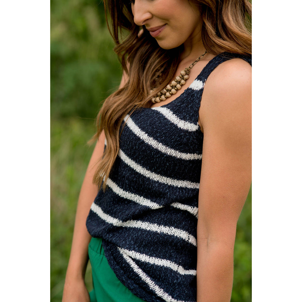 V-Neck Striped Knit Tank - Betsey's Boutique Shop