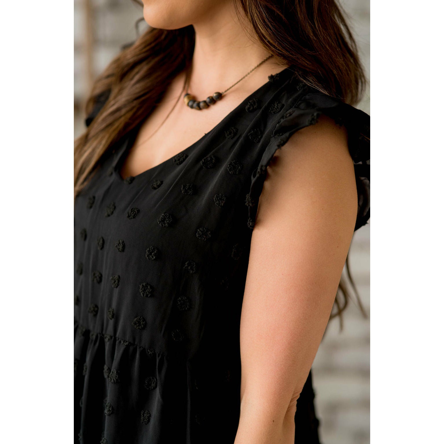 Tiered Textured Dot Dress Black / S Tiered Textured Dot Dress Black / S