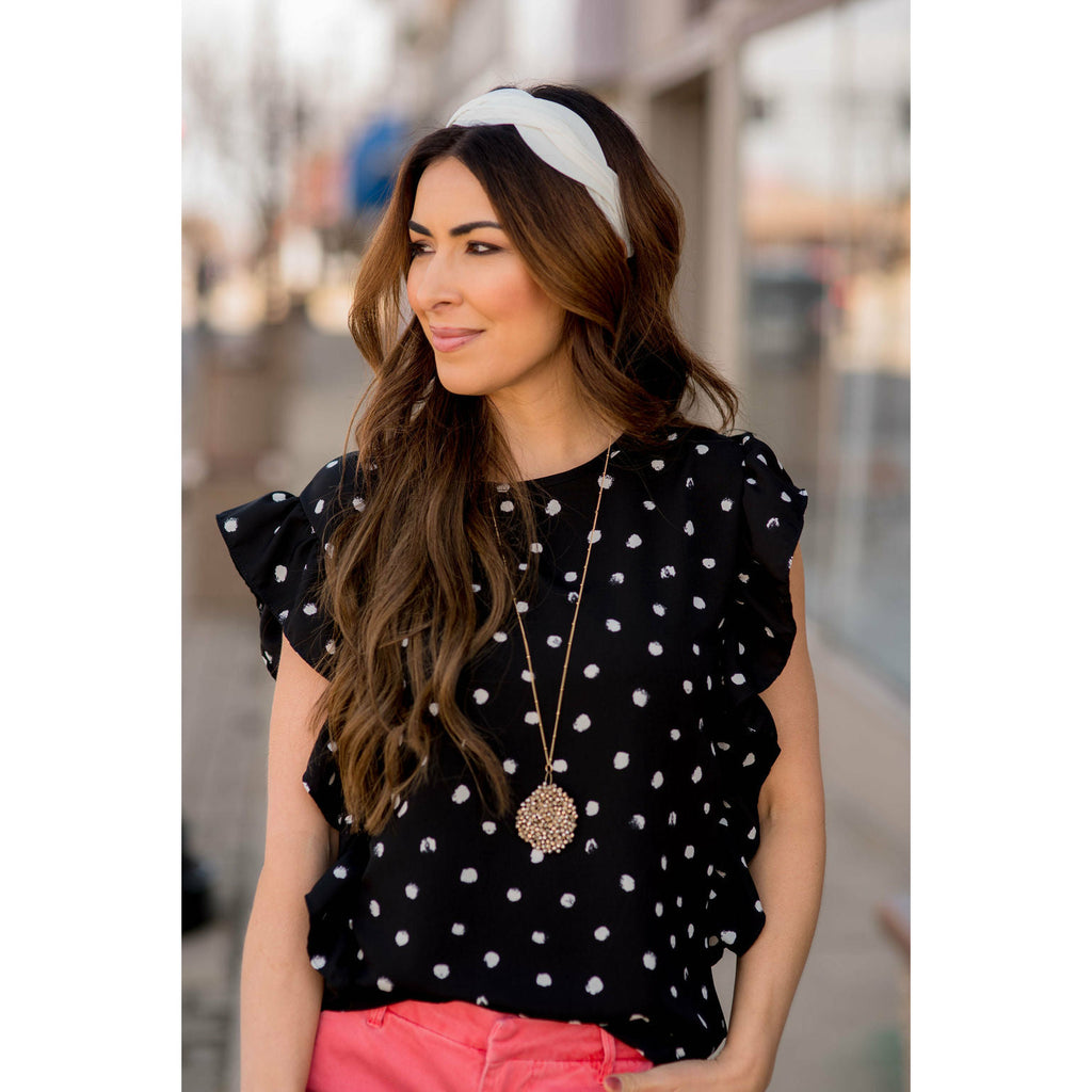 Brushed Dot Flutter Trim Tee - Betsey's Boutique Shop