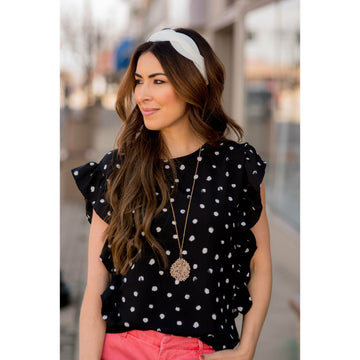 Brushed Dot Flutter Trim Tee - Betsey's Boutique Shop