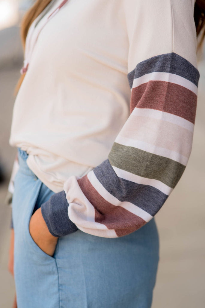 Color Block Sleeve Hoodie - Betsey's Boutique Shop