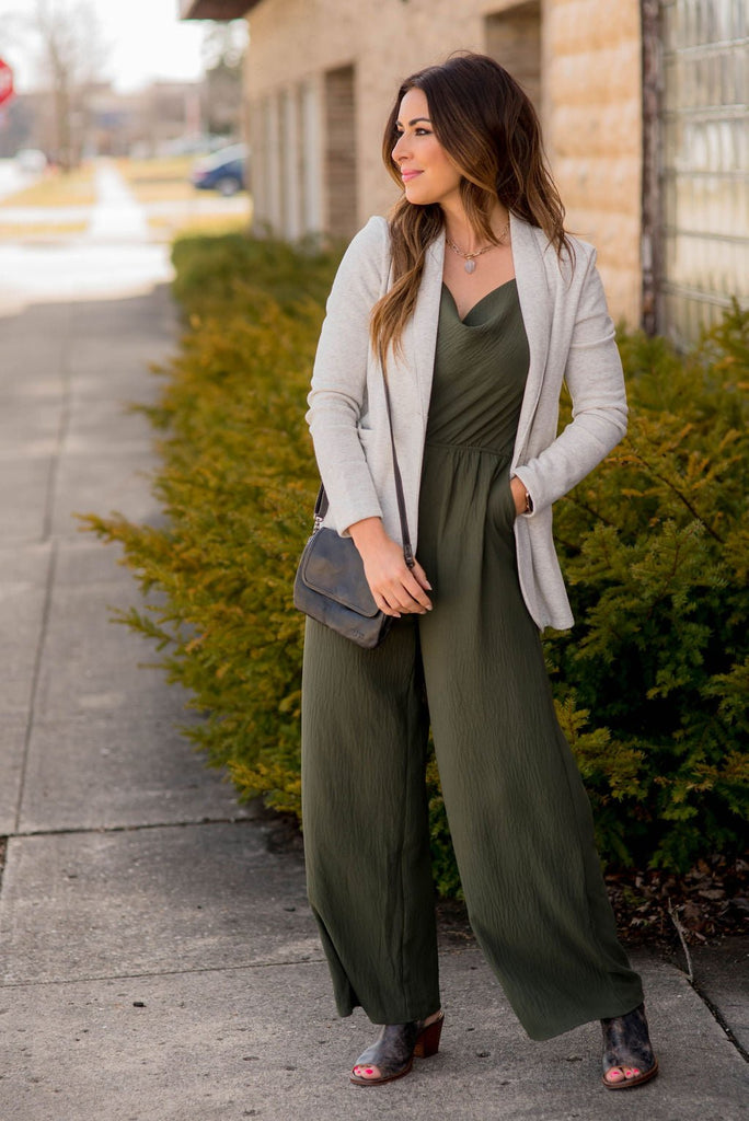 Subtle Textured Relaxed Jumpsuit - Betsey's Boutique Shop -