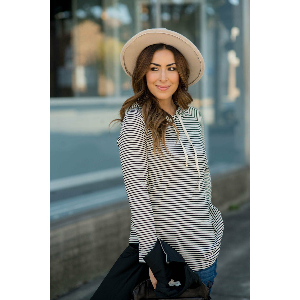 Striped Basic Hoodie - Betsey's Boutique Shop