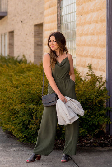 Subtle Textured Relaxed Jumpsuit - Betsey's Boutique Shop -