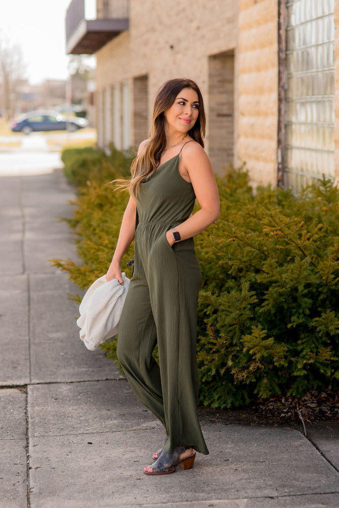 Subtle Textured Relaxed Jumpsuit - Betsey's Boutique Shop -