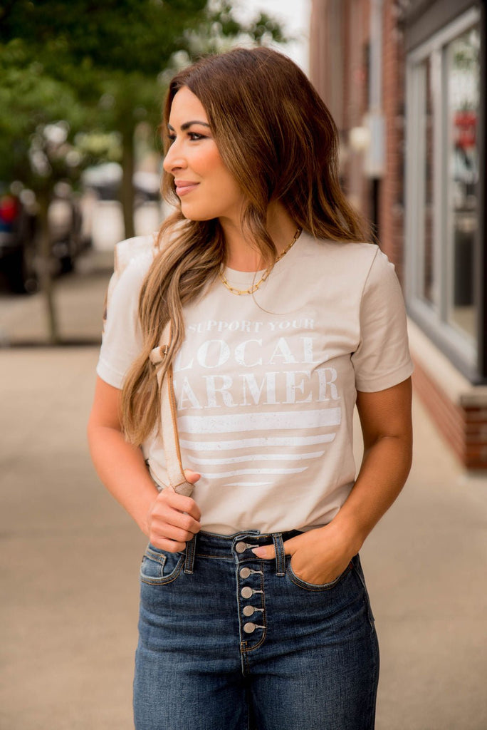 Support Your Local Farmer Underlined Graphic Tee - Betsey's Boutique Shop -