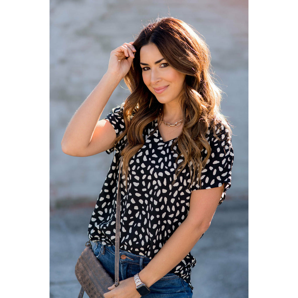 Casual Stone Printed Blouse - Betsey's Boutique Shop