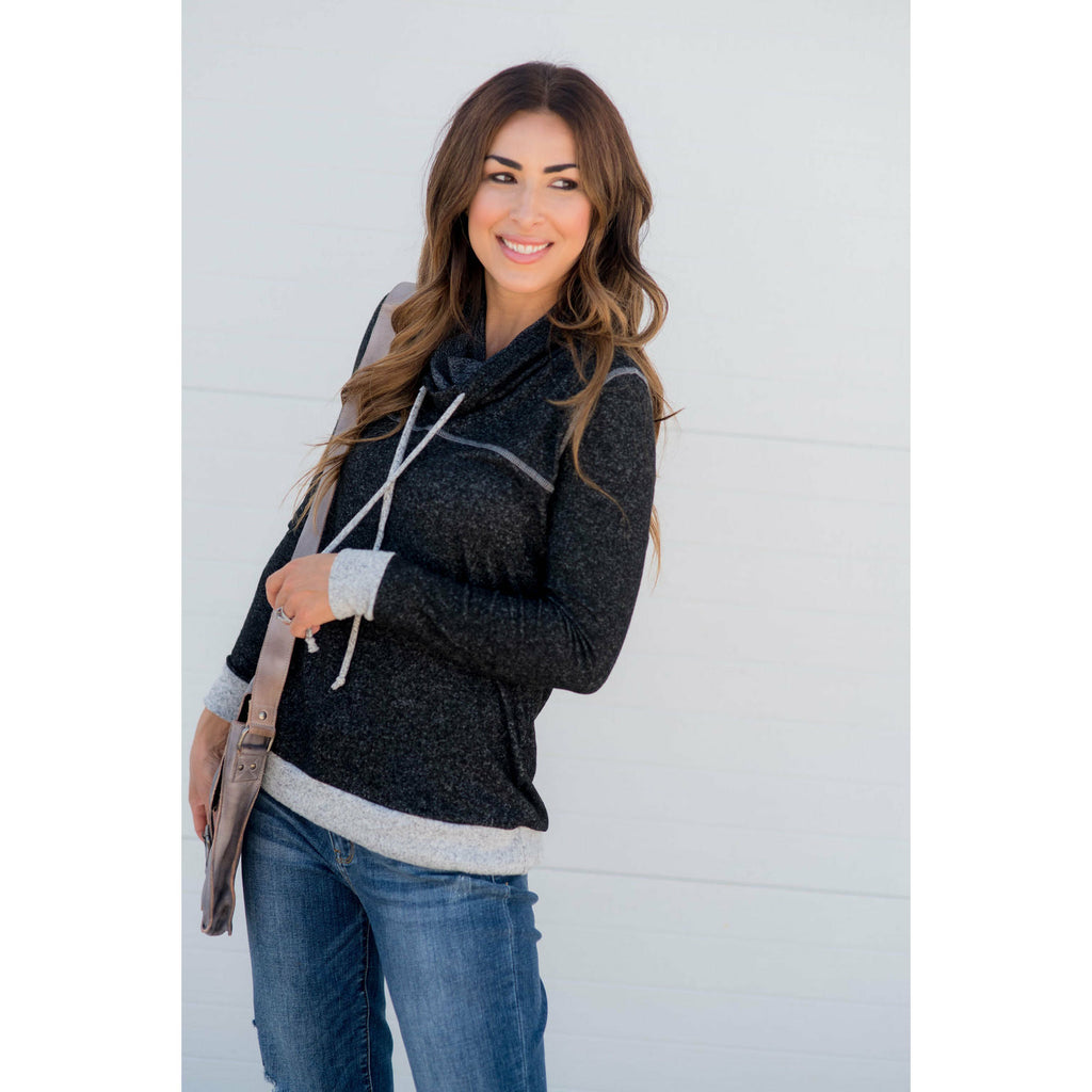 Comfy Stitched Cowl Neck Sweatshirt - Betsey's Boutique Shop