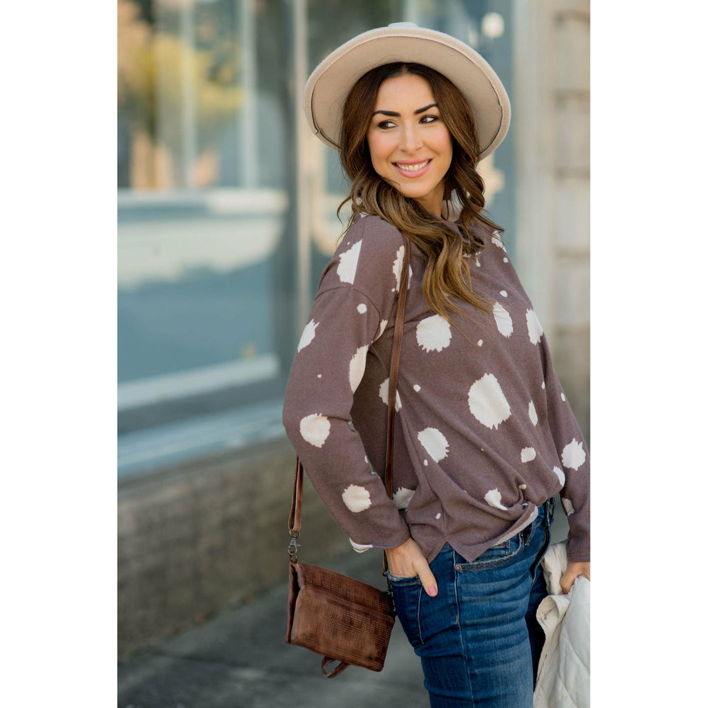 Brushed Dot Cowl Neck Sweatshirt - Betsey's Boutique Shop