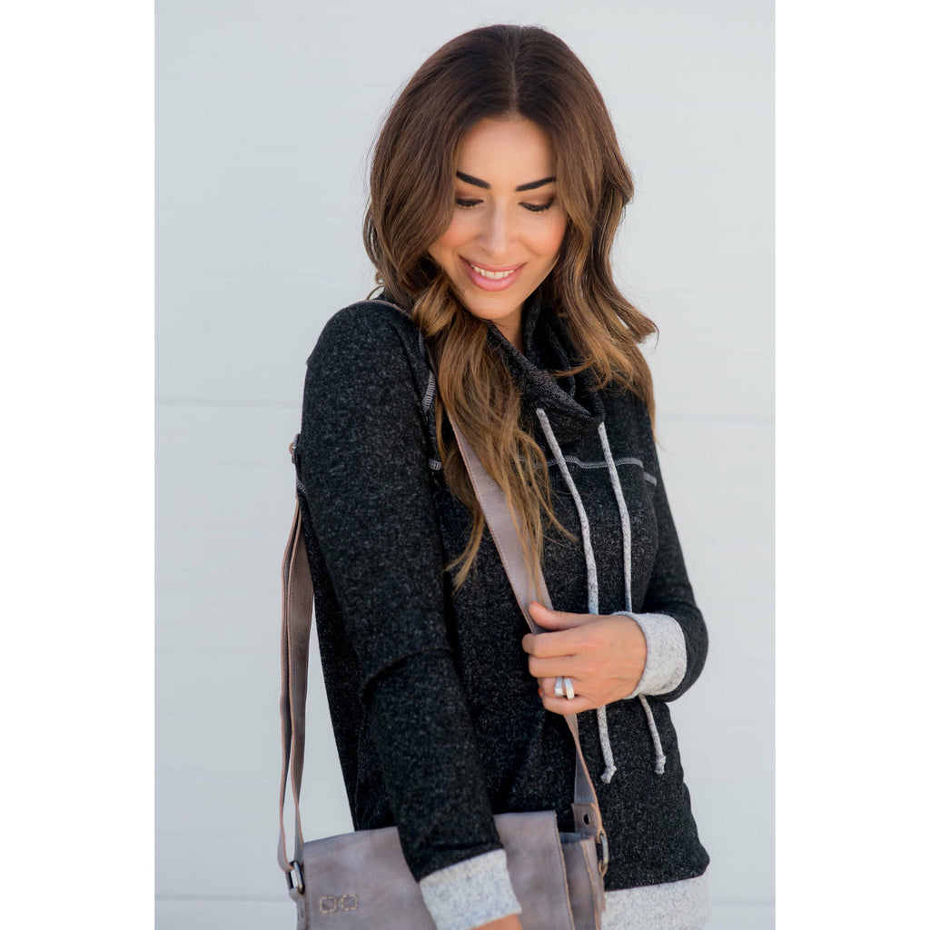 Comfy Stitched Cowl Neck Sweatshirt - Betsey's Boutique Shop