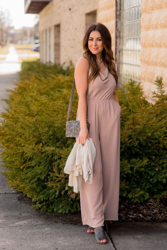 Subtle Textured Relaxed Jumpsuit - Betsey's Boutique Shop -