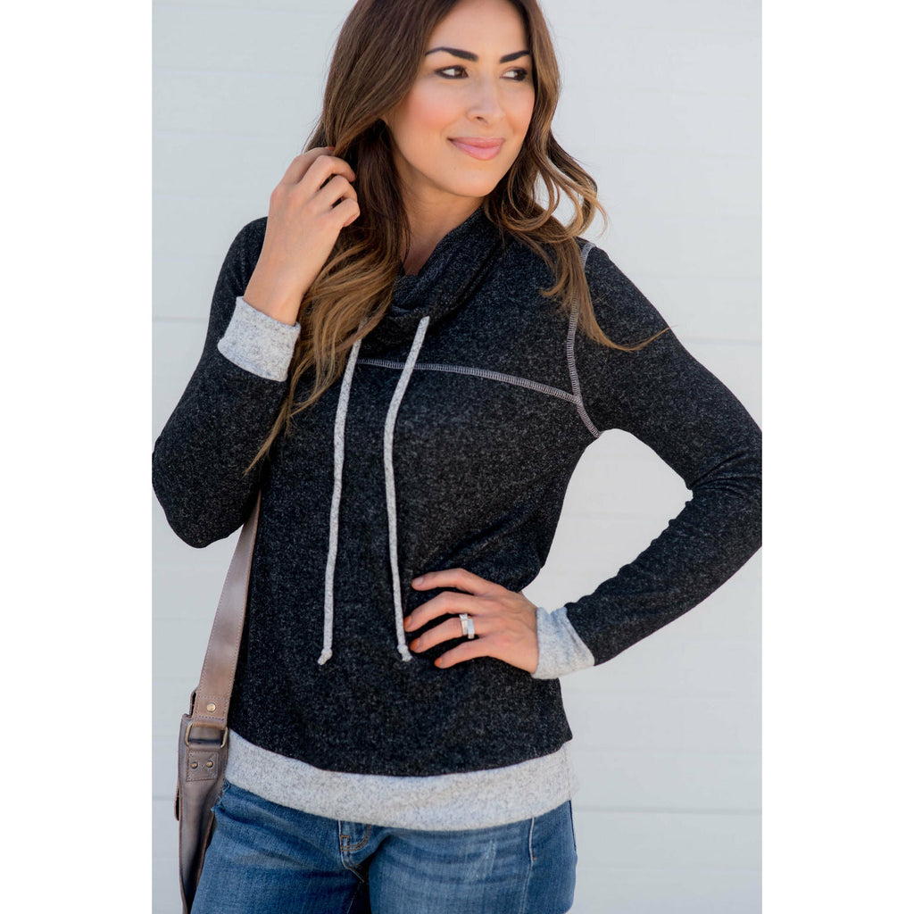 Comfy Stitched Cowl Neck Sweatshirt - Betsey's Boutique Shop