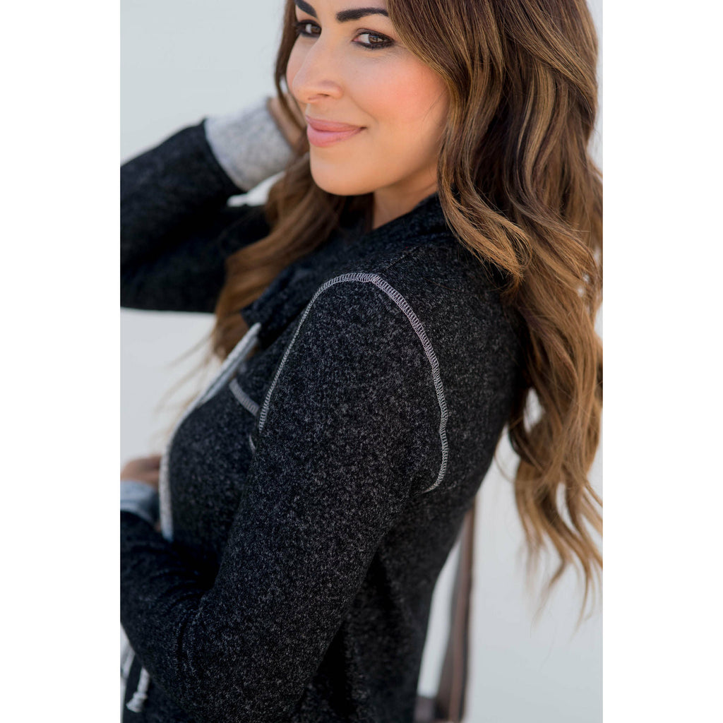 Comfy Stitched Cowl Neck Sweatshirt - Betsey's Boutique Shop