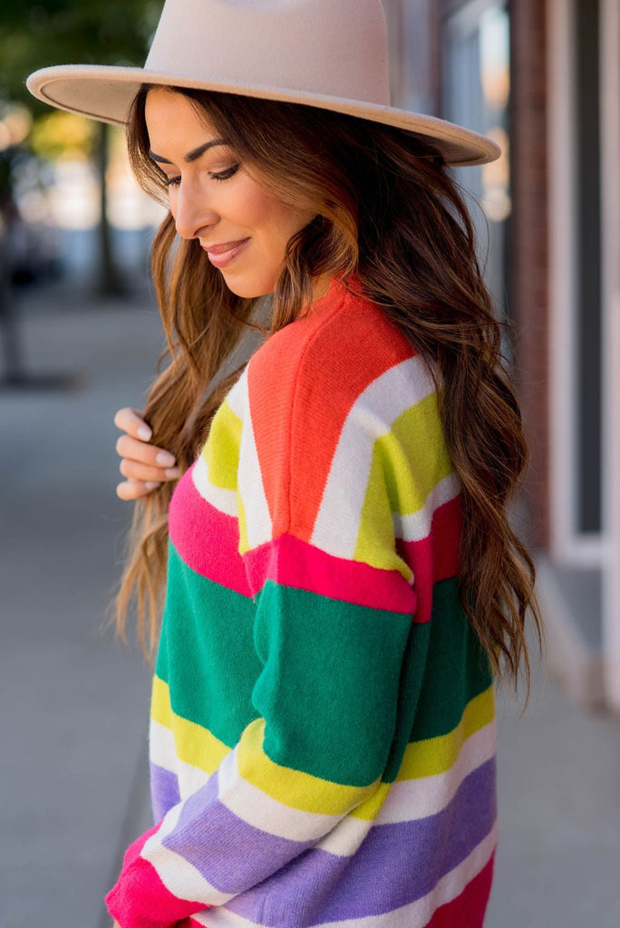 Bright Color Block Sweater - Betsey's Boutique Shop -