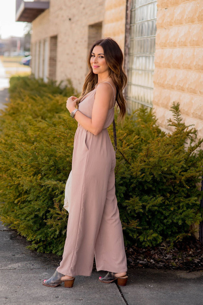 Subtle Textured Relaxed Jumpsuit - Betsey's Boutique Shop -