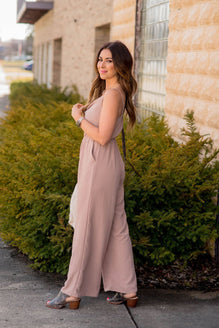 Subtle Textured Relaxed Jumpsuit - Betsey's Boutique Shop 