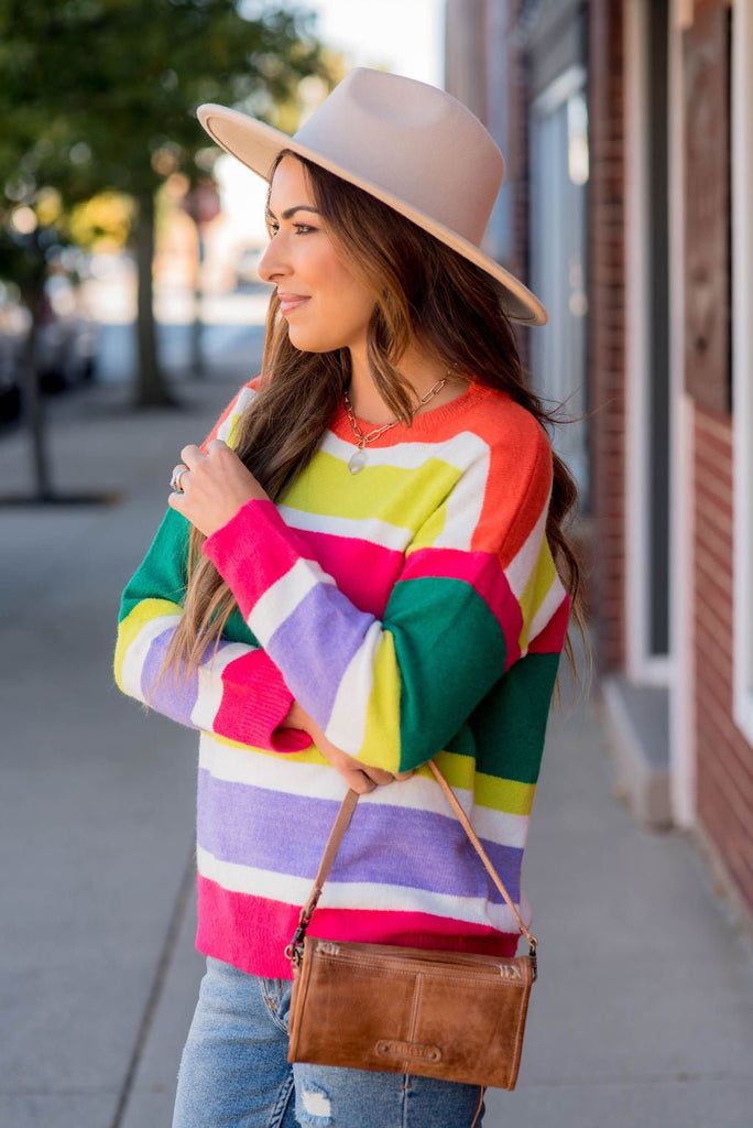 Bright Color Block Sweater - Betsey's Boutique Shop -