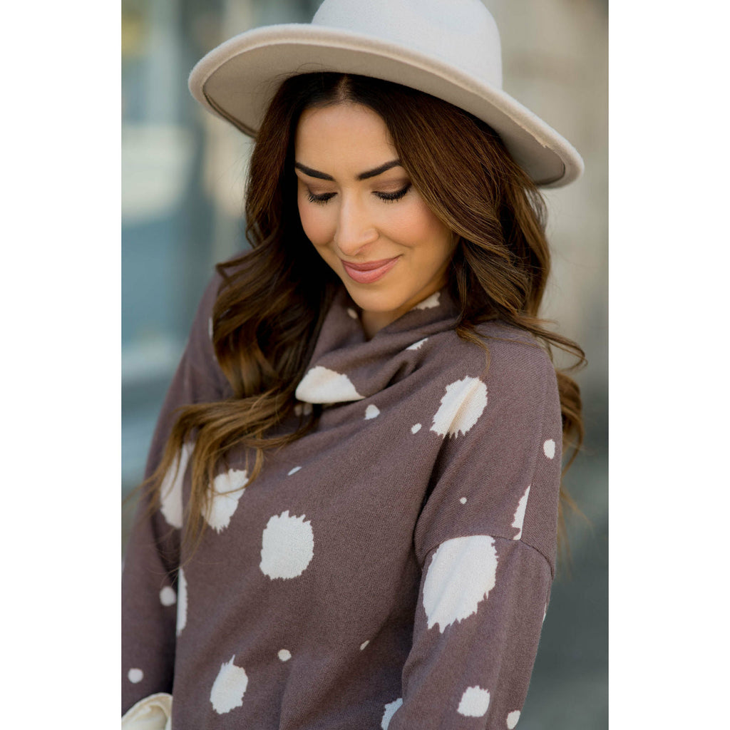 Brushed Dot Cowl Neck Sweatshirt - Betsey's Boutique Shop