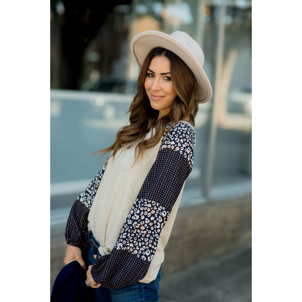 Blooming Sleeves Spotted Leopard Blouse - Betsey's Boutique Shop