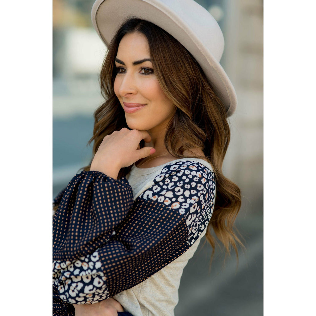 Blooming Sleeves Spotted Leopard Blouse - Betsey's Boutique Shop