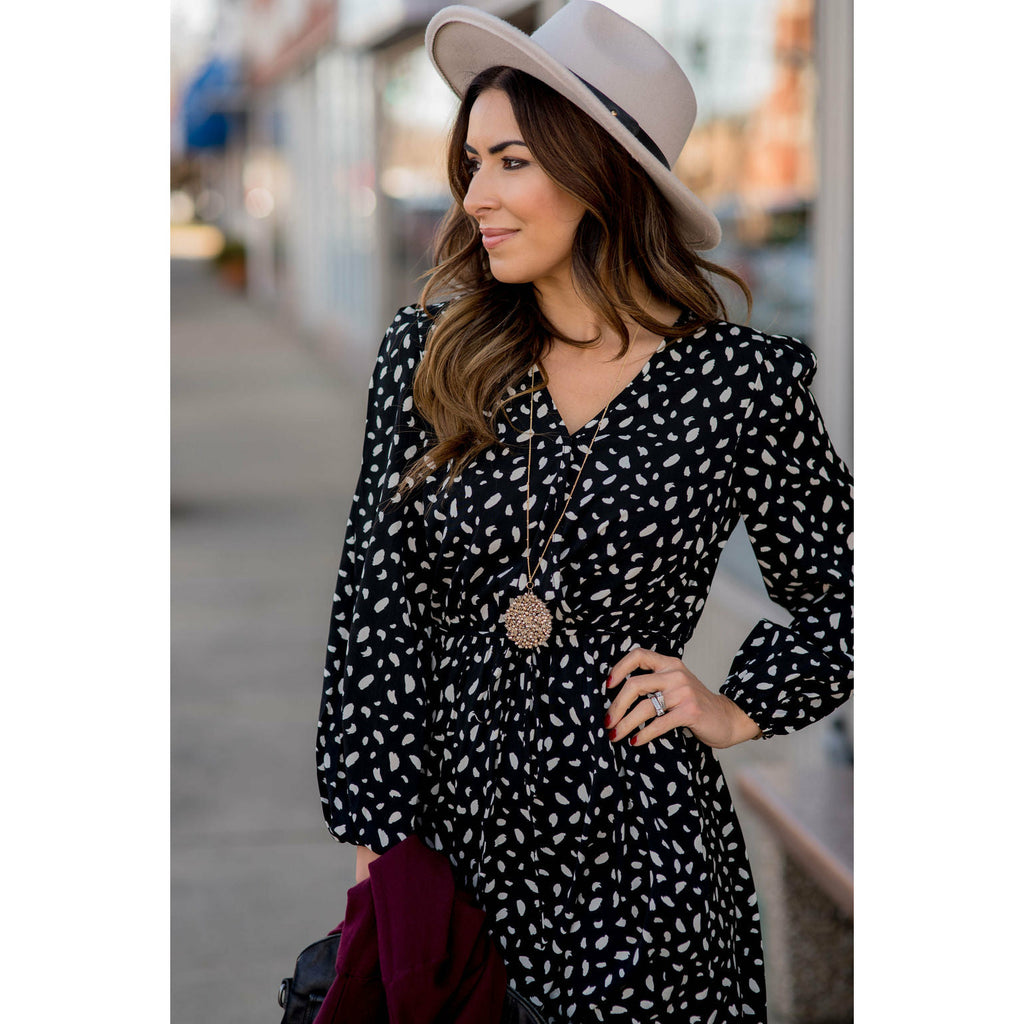 Speckled Long Sleeve Dress - Betsey's Boutique Shop