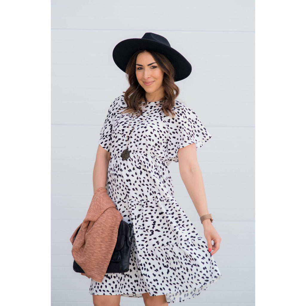 Tiered Leopard Short Sleeve Dress - Betsey's Boutique Shop