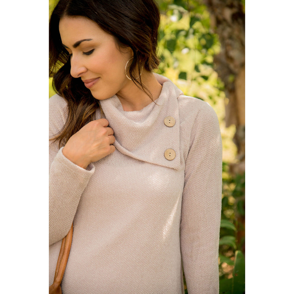 Two Button Side Sweater - Betsey's Boutique Shop - Outerwear