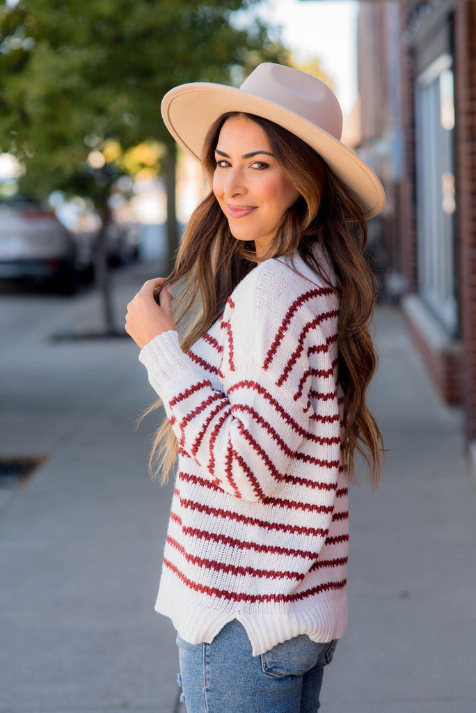 Zig Zag Striped Sweater - Betsey's Boutique Shop -