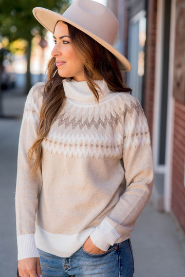 Fair Isle Cowl Neck Sweater - Betsey's Boutique Shop -