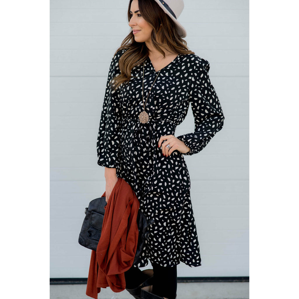 Speckled Long Sleeve Dress - Betsey's Boutique Shop