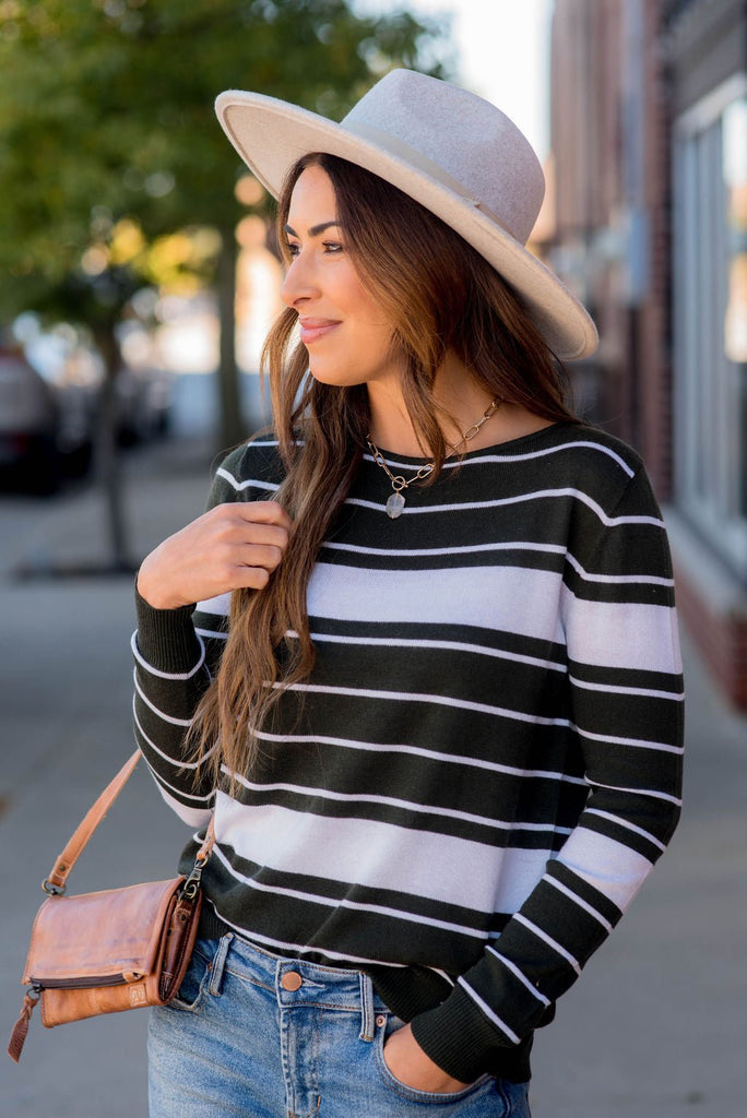 Solid Line Striped Sweater - Betsey's Boutique Shop -